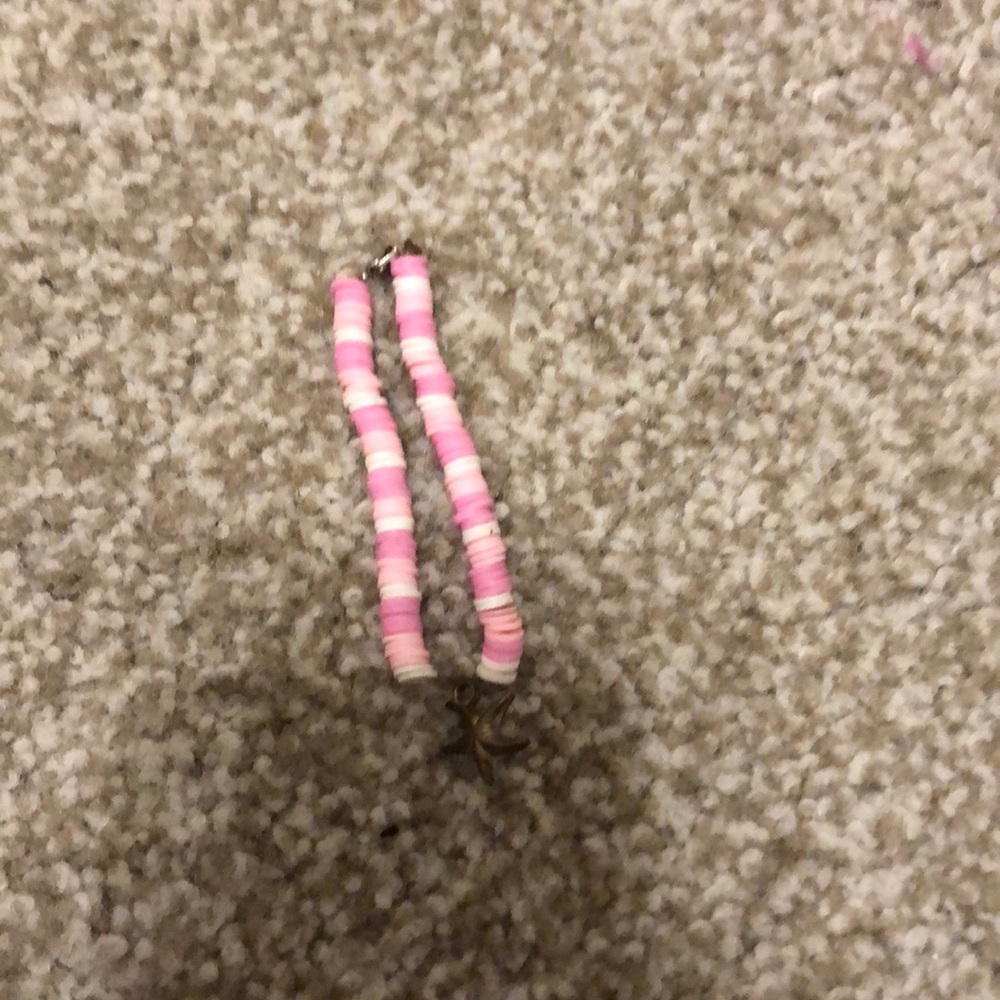 Pink and white clay bracelet
